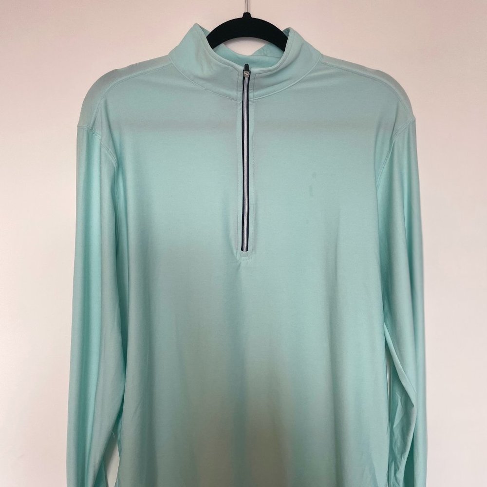 Men's Teal Staightdown Quarter Zip Pullover - Size Small